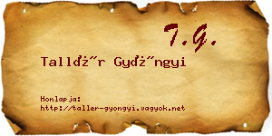 Tallér Gyöngyi névjegykártya